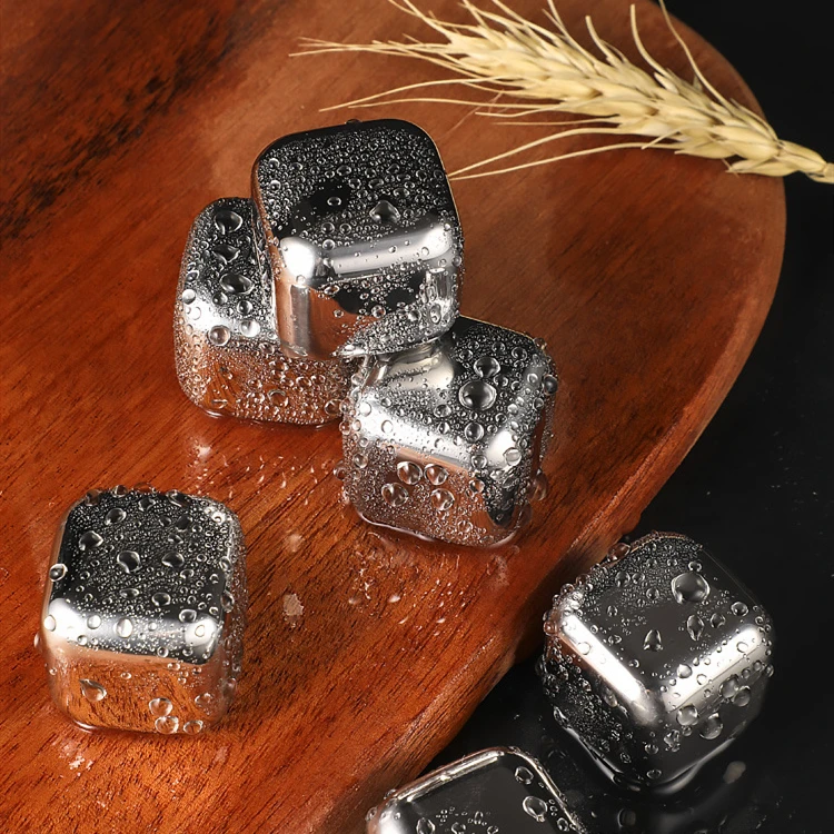 Wholesale Factory Price Whiskey Stones Ice Cubes Metal Stainless Steel Reusable Whisky Chilling Frozen Rocks For Cooling