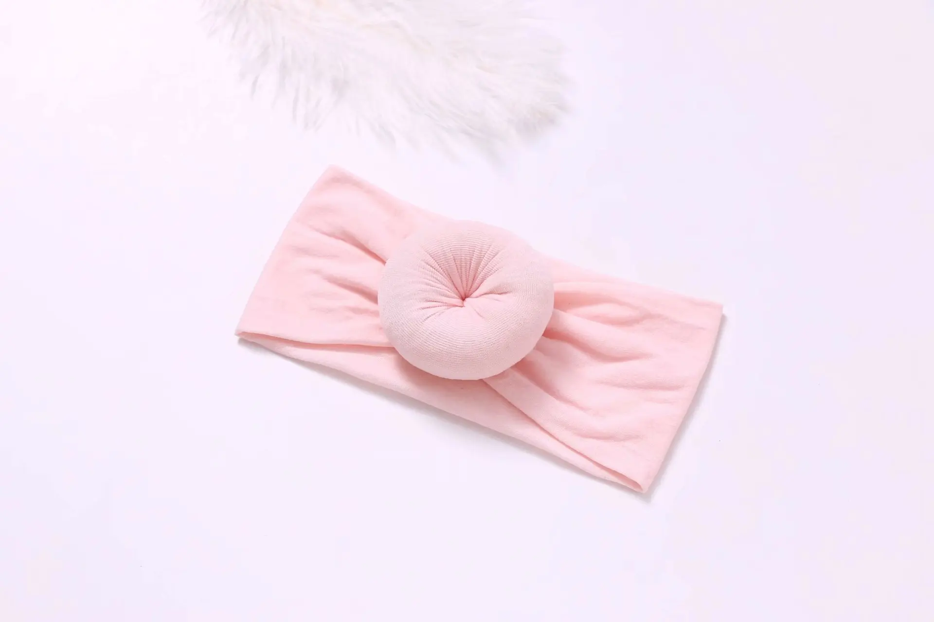 Hot Sale Baby Headband Solid Color Elastic Nylon Donut Headband with Hair Scrunchies Feature Decorative Accessories