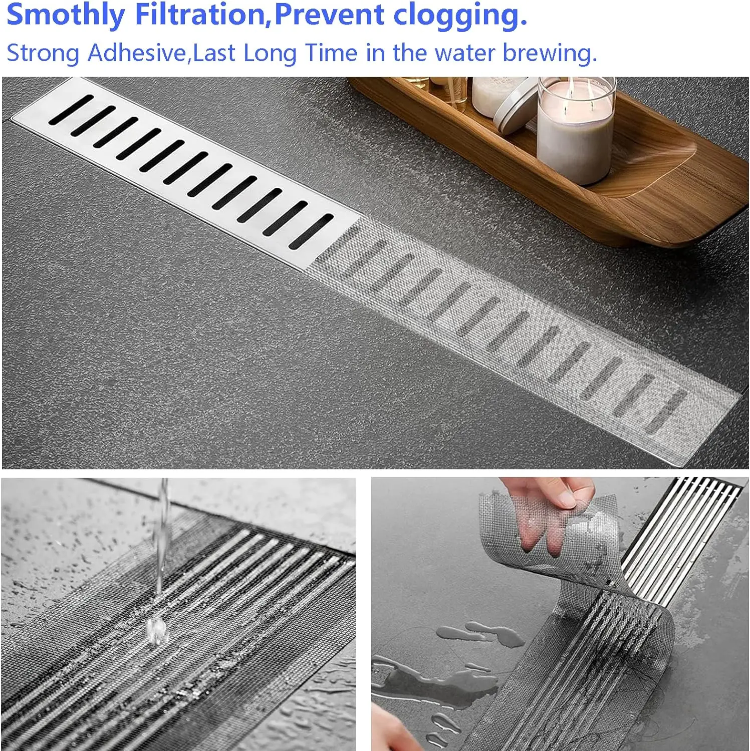 Hot sale Self-adhesive fiberglass Mesh Stickers Disposable Drain Hair Catchers for Floor Drain Hair Blocking Filter Stickers