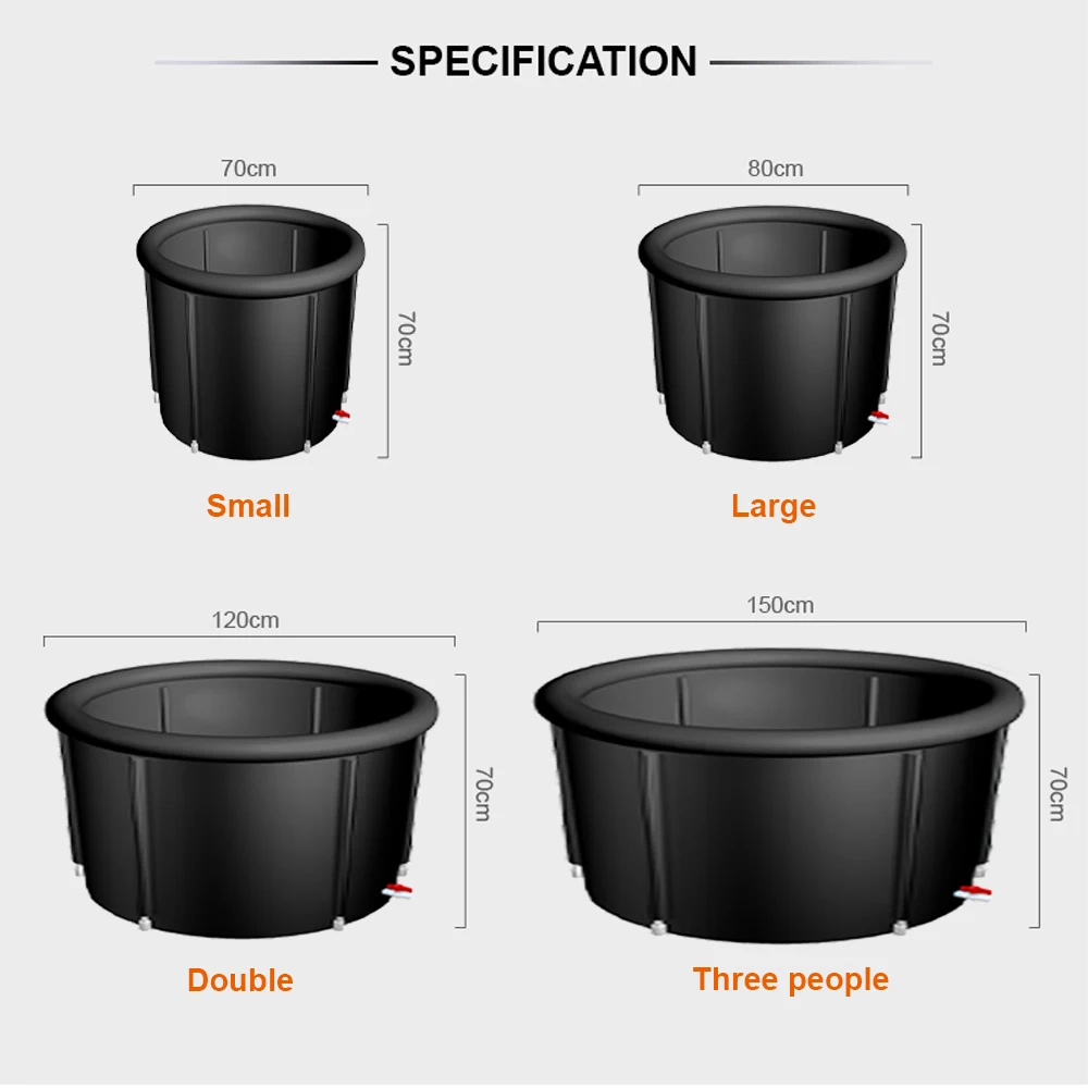 Factory OEM Portable Folding Inflatable Ring Ice Bath Tub Soaking Bathtub for Adult