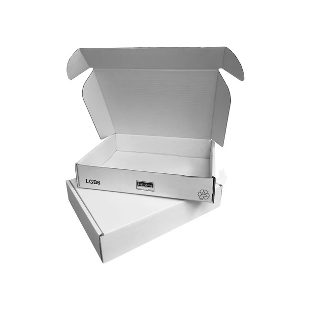 Custom Printed E Commerce delivery Packaging Box Flute Corrugated Cardboard Tab Locking White Mailer Box