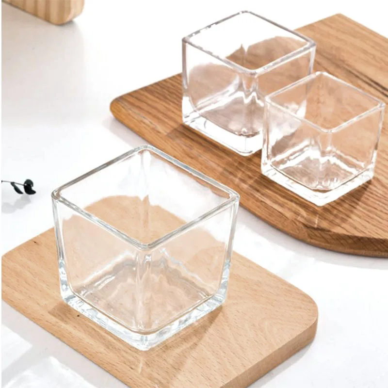 Clear Cube Vase for Wedding Centerpieces Home Party Decoration Square Glass Candle Holder jar