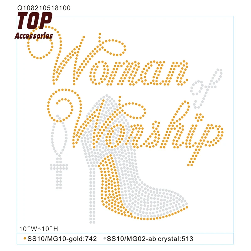 Most Popular Hot Fix Iron on Rhinestone Transfer Motifs for Women T-shirt