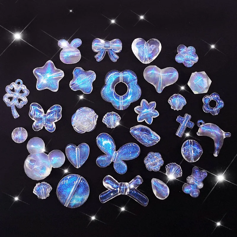 Wholesale acrylic transparent aurora dazzling laser accessories accessories hair rope accessories DIY beads for bracelet product