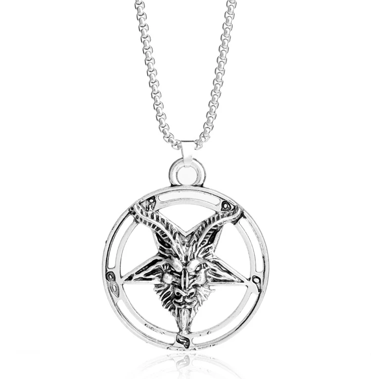 Fashion Viking Pentagon Goat Cow Head Skull Pendant Necklace for Women Men