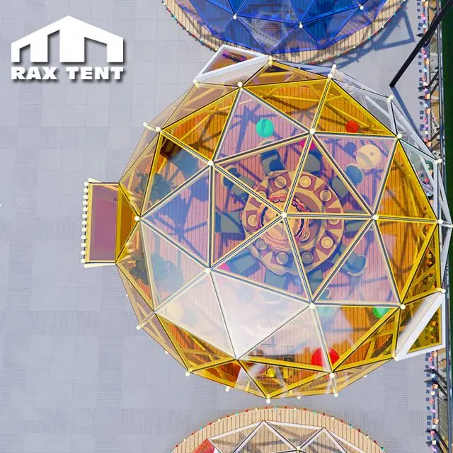 6M Glass Dome Tent for Restaurant and Coffee Shop with Colorful Tempered Glass in Outdoor