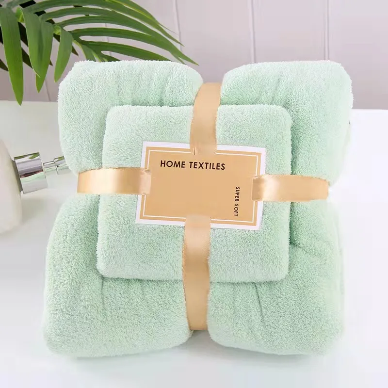 High Quality Bath Towel Set Gift Thick Coral Fleece Soft Absorbent Face Towel Bath Set