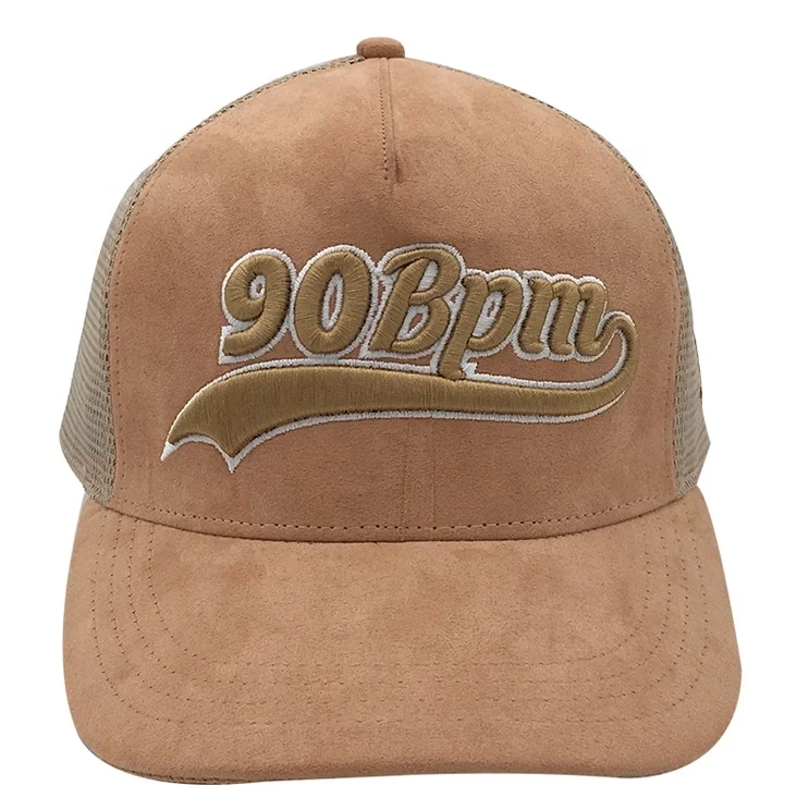 Custom Embroidery Logo Suede Trucker Hats Mesh Cap Wholesale