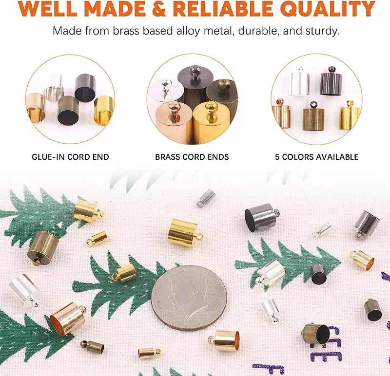 Metal Brass Cord End Barrel Beads End Brass for Leather Cord Tassels Jewelry Making  Rose Gold Nickel Black Shiny Gold