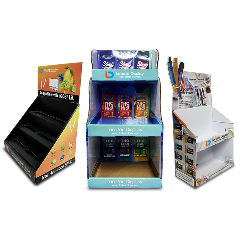 Paper Portable Pdq Countertop Stand Carton Cardboard Food Product Shop Custom Pop Up Table Retail Stores Counter Display Box