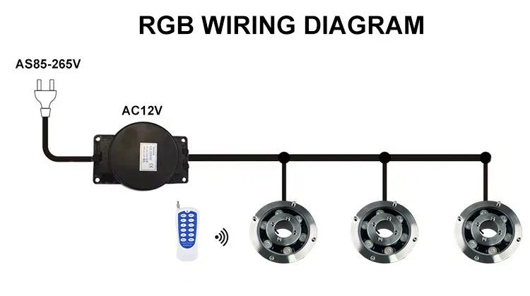 Changeable Underwater Led Fountain Lights Stainless Steel ABS Button Remote Control Ip68 Color Led Ring  Fountain lights