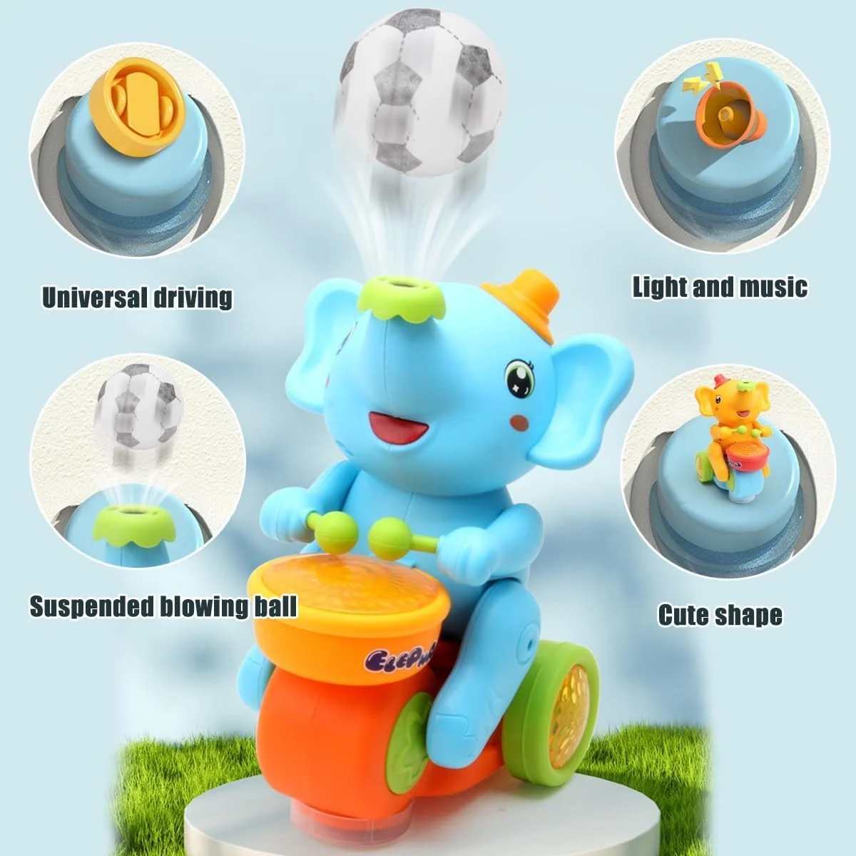 Hot Sale Flashing Light Kids Toys Play The Drum Animal Toys For Kids Musician Elephant Education Baby Sensory Game Toys