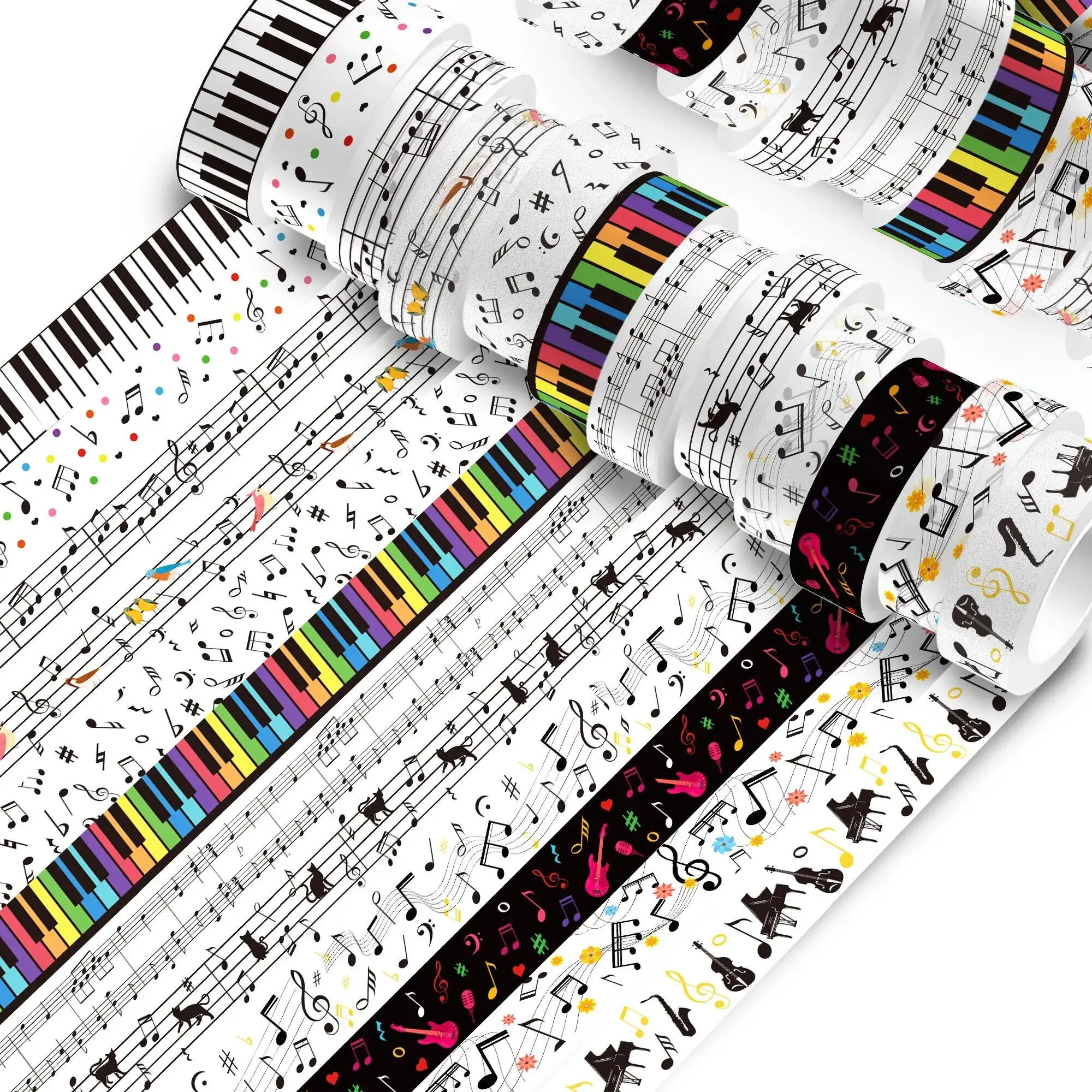 Music Note Masking Tape Paper Sticker Black White Washi Tape for Bullet Scrapbook Gift Wrapping DIY Craft