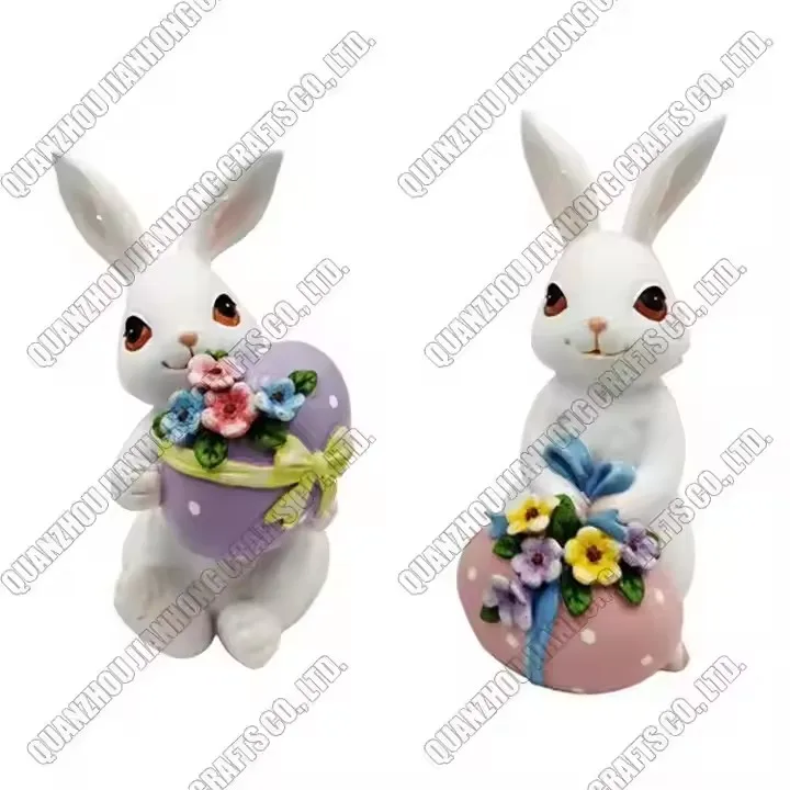 Wholesale Custom Easter Resin Decorative Sketch Rabbit Bunny Home Ornaments Standing
