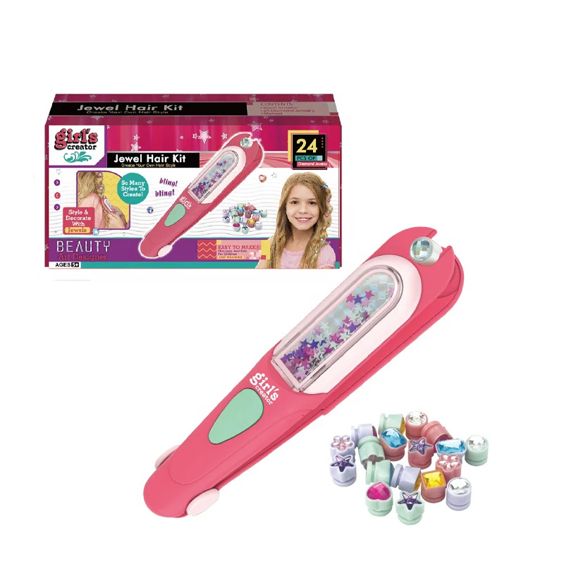 Girls Diy Pretend Play Beauty Set Hair Beader Makeup Toys Kids Make up Toy Set