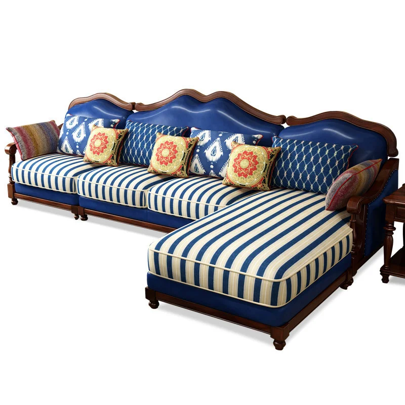 Customized Strong And Durable American Style New Classical Leather Corner Sofa