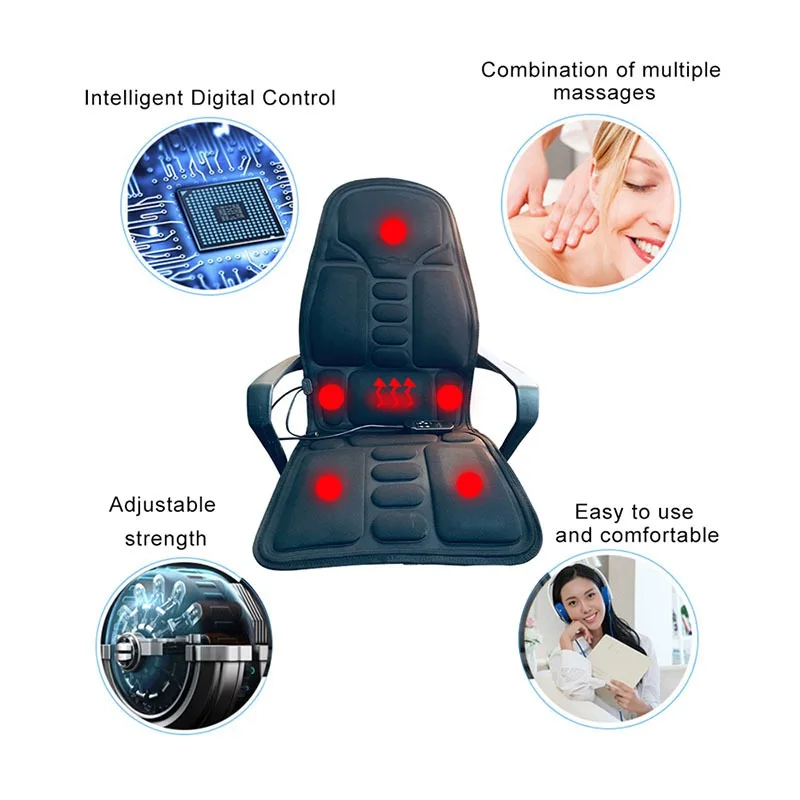 Всего тела 8 режимов автомобиля сиденье вибрации с подогревом шиацу массажная подушка с высокой температурой