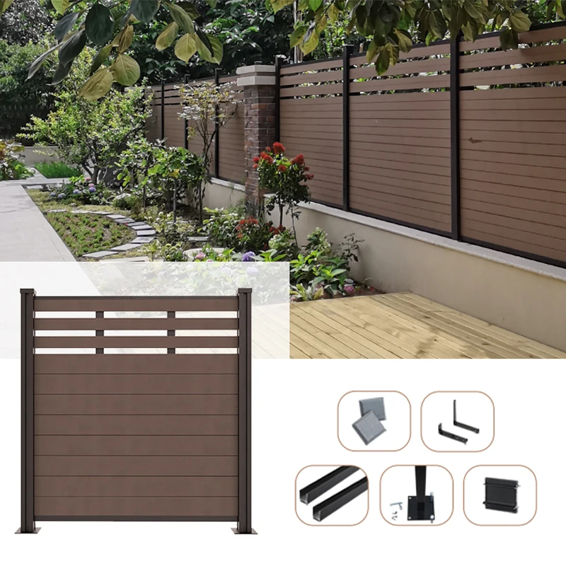 Manufacture Privacy Wood Plastic Composite Fence Balcony Fencing Material Outdoor Garden WPC Fence