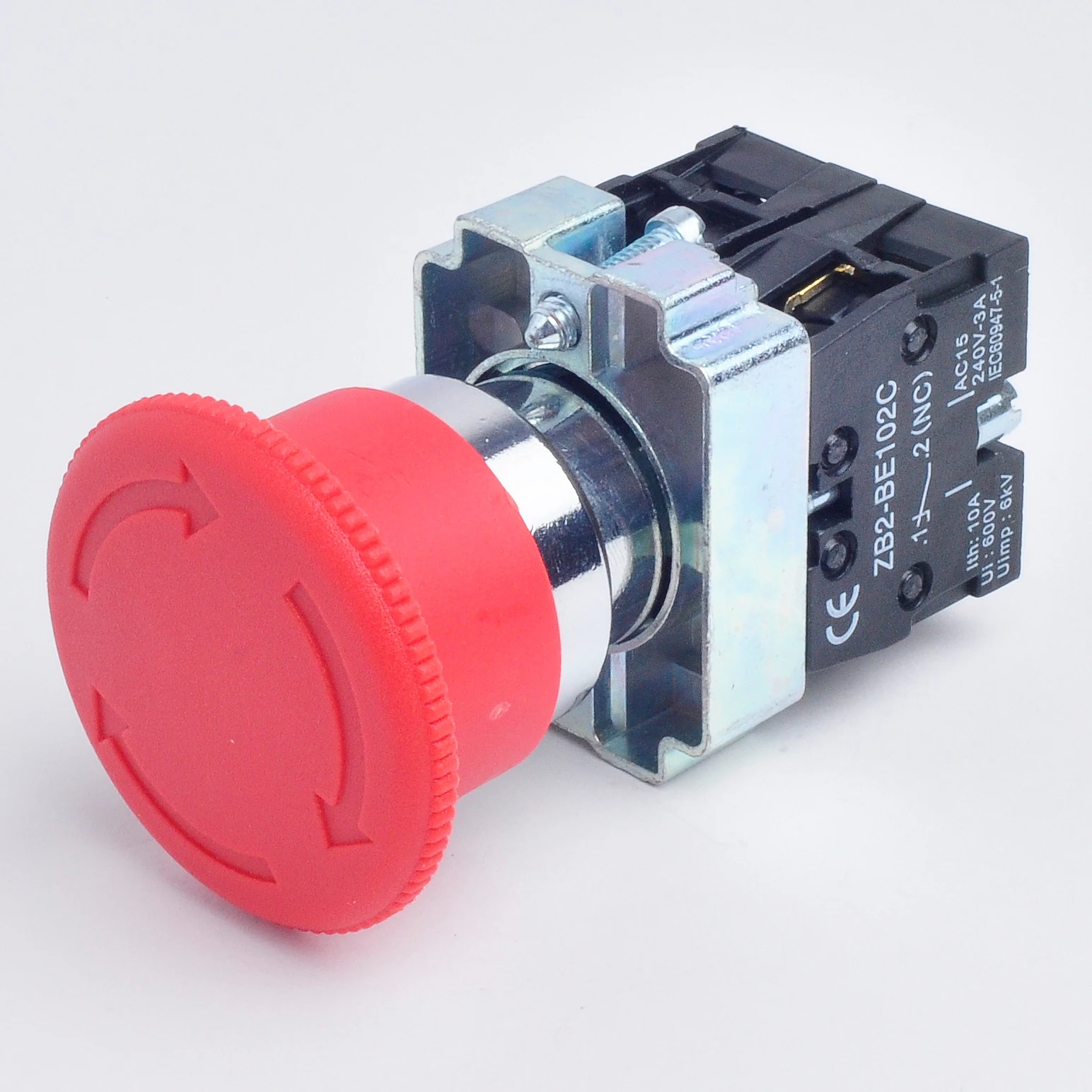 XB2-BS542 30mm 40mm 60mm emergency stop mushroom big  plastic metal push button switch self-locking 1NC