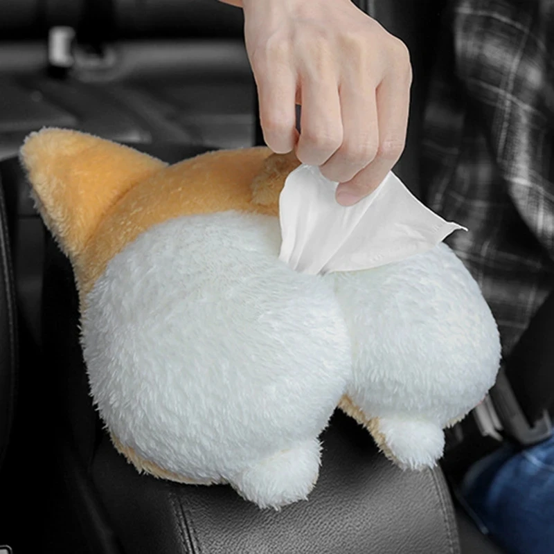 Corgi Butt Car Tissue Holder Sun Visor Napkin Box Vehicle Backseat Tissue Case Holder
