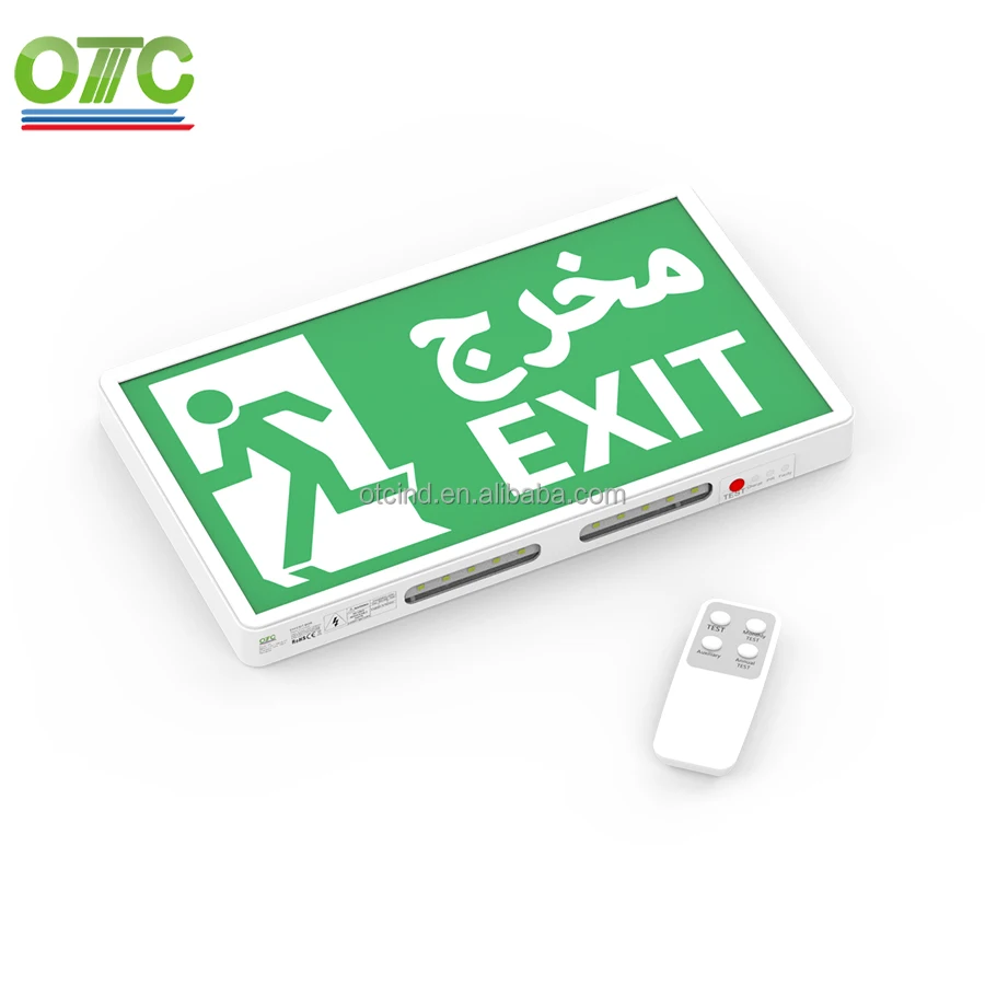 OT-ES992-AR-LP IP20  new slim 2 -in-1 Li-Ion LiFePO4 battery emergency self test exit box  exit lightwith Arabic words