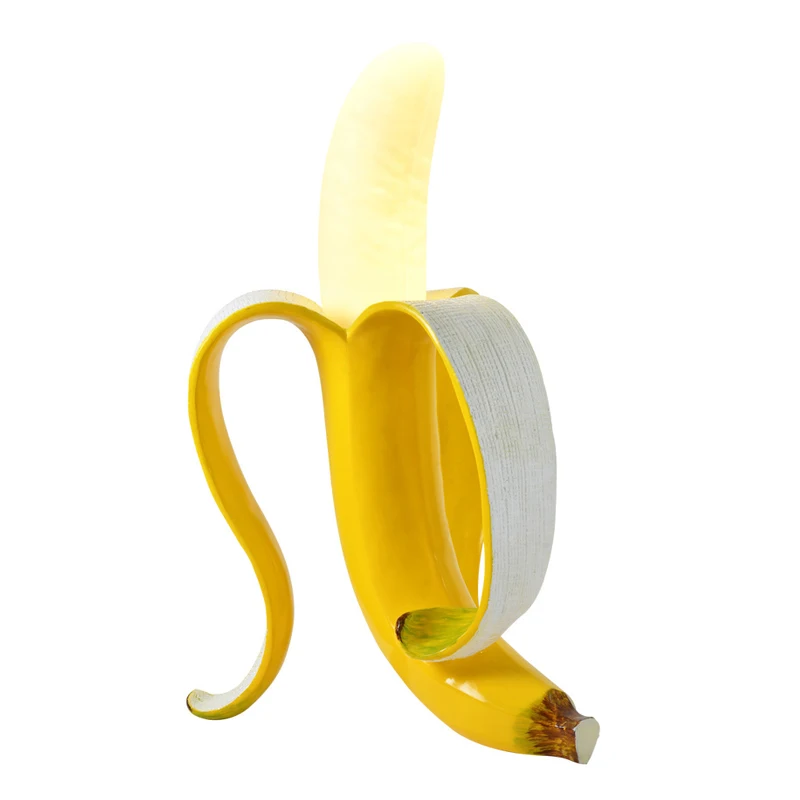 2022 Fashion Postmodern Decorative Artwork Yellow Banana Sculpture Peeling Sculpture Floor Lamps Led Light
