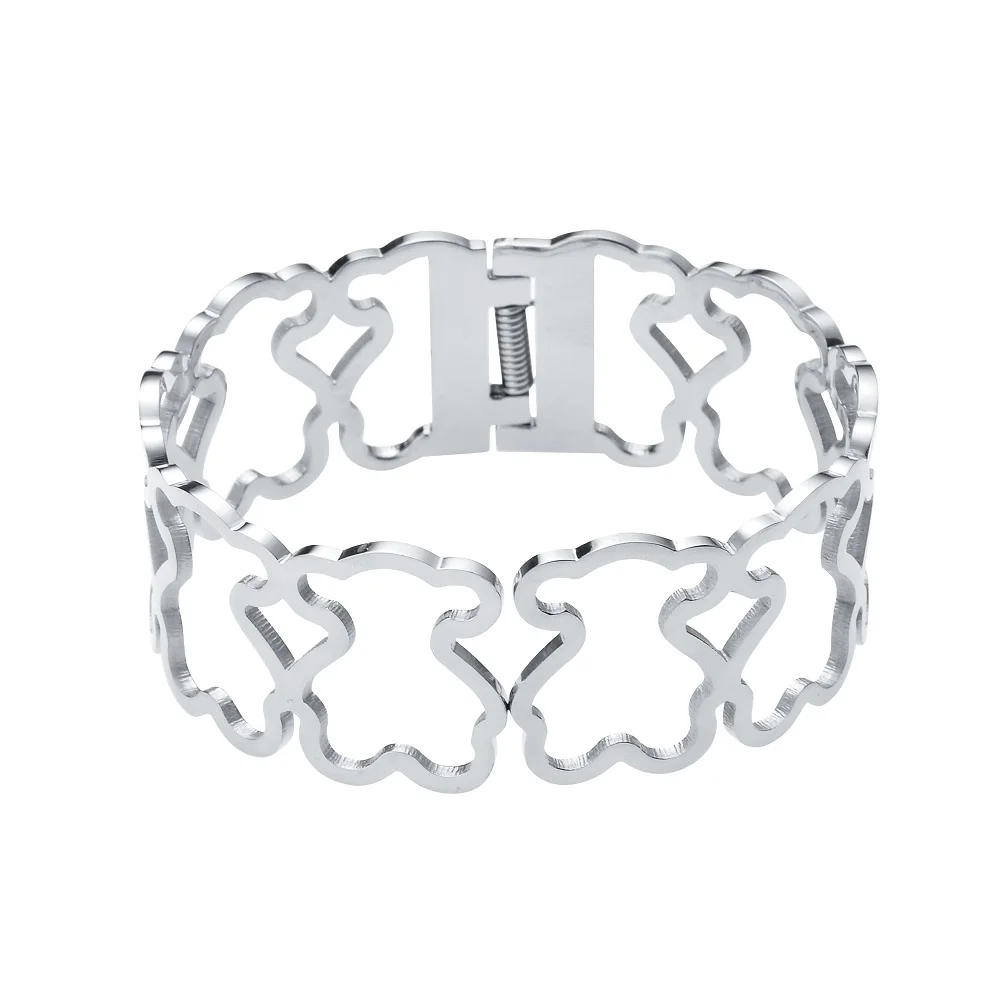 Wholesale Bear Bangle Jewelry Set 316L Stainless Steel Party Bangles Silver Crystal touses