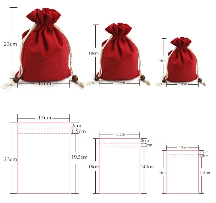 Multi-colors Reusable Jewelry Small Jute Burlap Pouch Drawstring Linen Bag