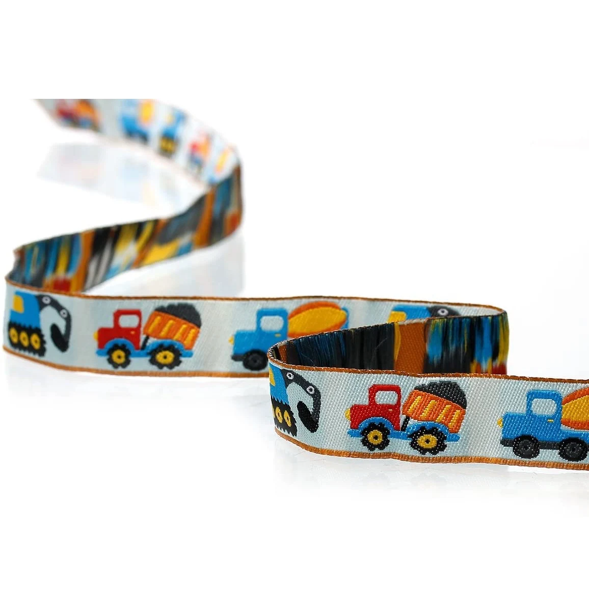 Cartoon Excavator Transport Cars Skeleton Printed Embroidered Woven Label Ribbon Tape 16mm (5/8 Inch)