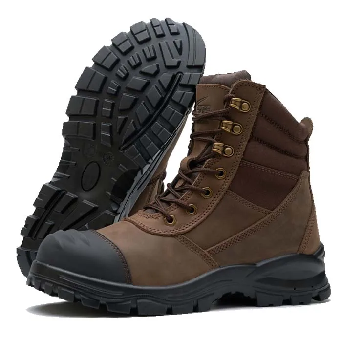 Construction Safety Boots,Australia crazy horse leather and nylon fabric with TPU toe Brown safety boots