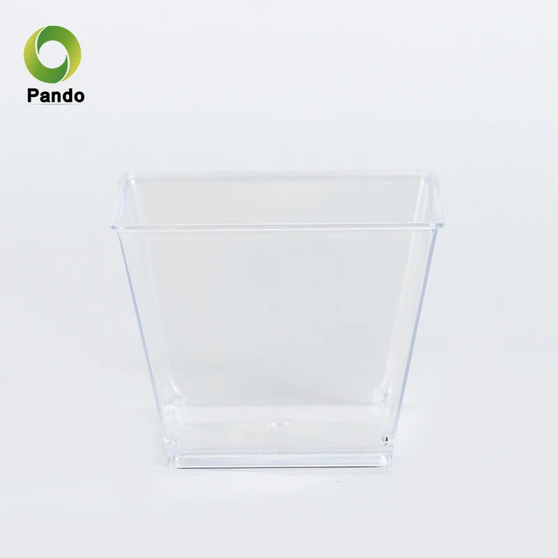 Reusable Food Packaging Pudding Jelly Disposable Square Clear Plastic Dessert Cups With Lids And Spoons