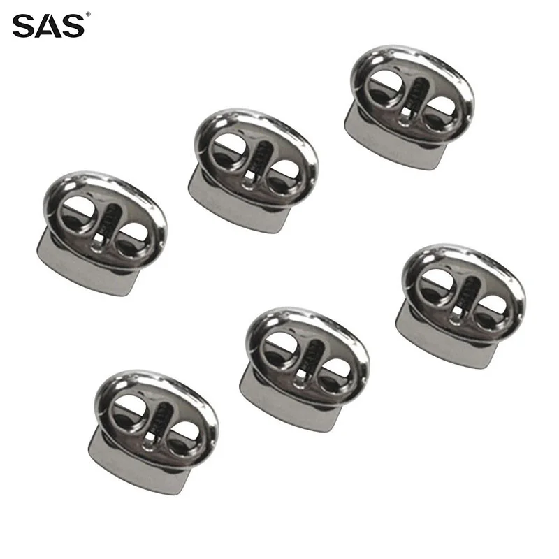 SAS Spring Cord Locks Metal Rope End Double Holes Toggle Stoppers Sliders Rope Clip Fastener Metal Stoppers