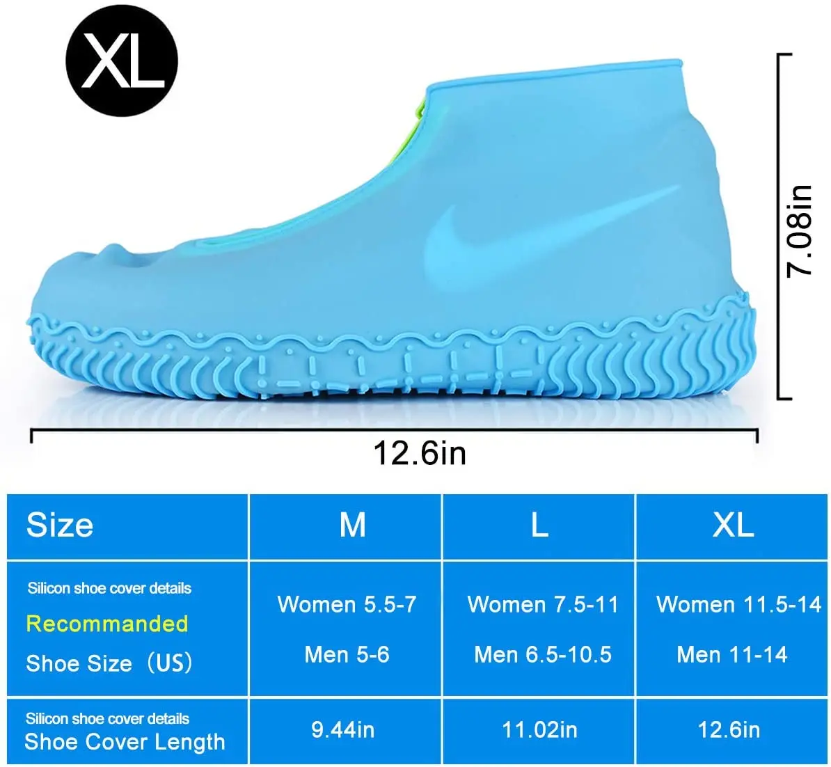 2022 M L XL Upgrade Silicone Waterproof Shoe Covers with Zipper Resistant Rain Boots Non-Slip Washable Protection for Women Men