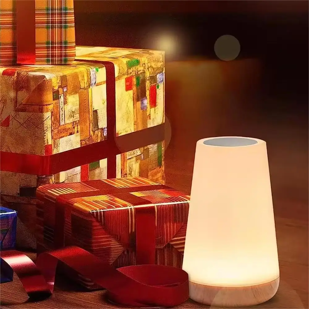 Night Light LED Lamp Touch Bedside Table Night Light creative wood USB Rechargeable Bar colorful atmosphere pat light bedroom