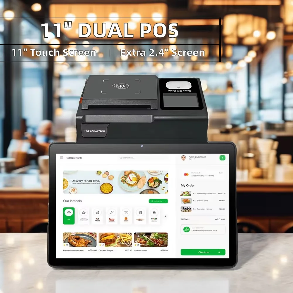 NB11 POS Factory OEM 11 inch 3gb+16gb touch screen all in one payment qr code nfc 4G pc tablet android pos terminal with printer