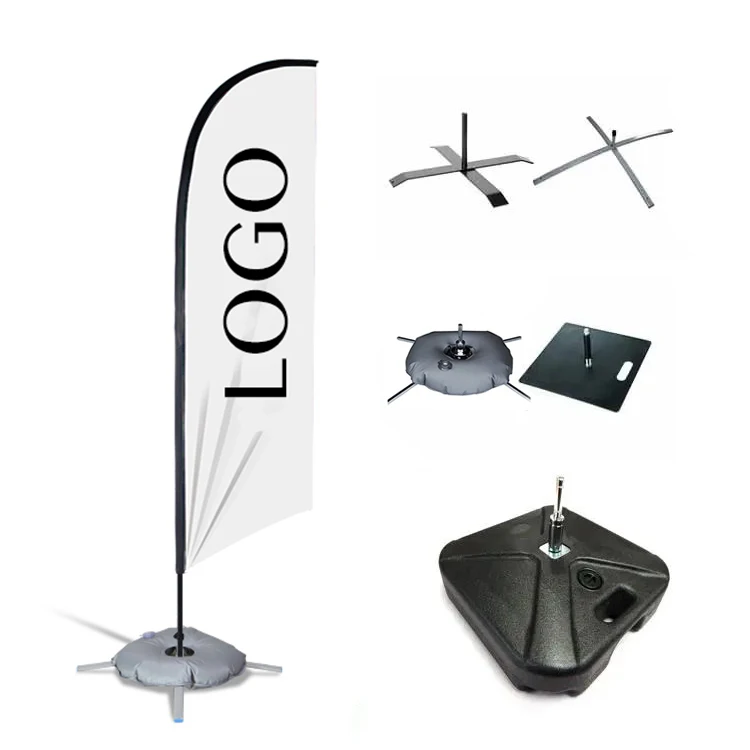 2m 3m mini beach feather flags and poles hardware stand accessories kit with plastic water tank base plate for outdoor