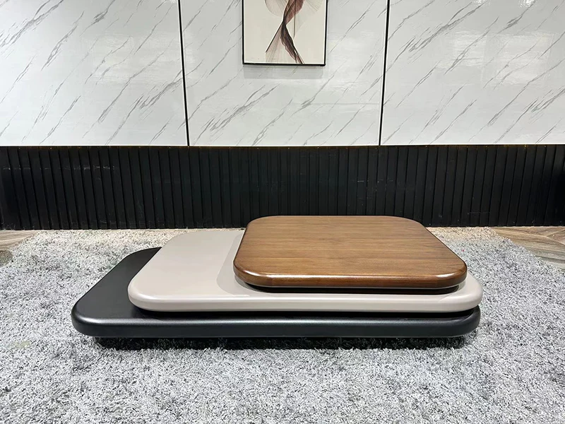 Italian Modern Simple Villa Coffee Table Minimalist Walnut Veneer Revolving Extendable Low Tea Table Furniture for Living Room