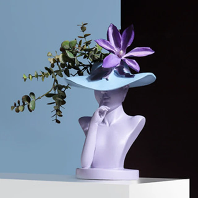 Simple Hot Sale Elegant Goddess Resin Crafts Flower Arrangement Resin Vases Decoration