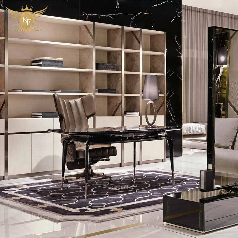 KF Casa wholesale home office luxury Italian design study room executive office desk marble office table with leather chair