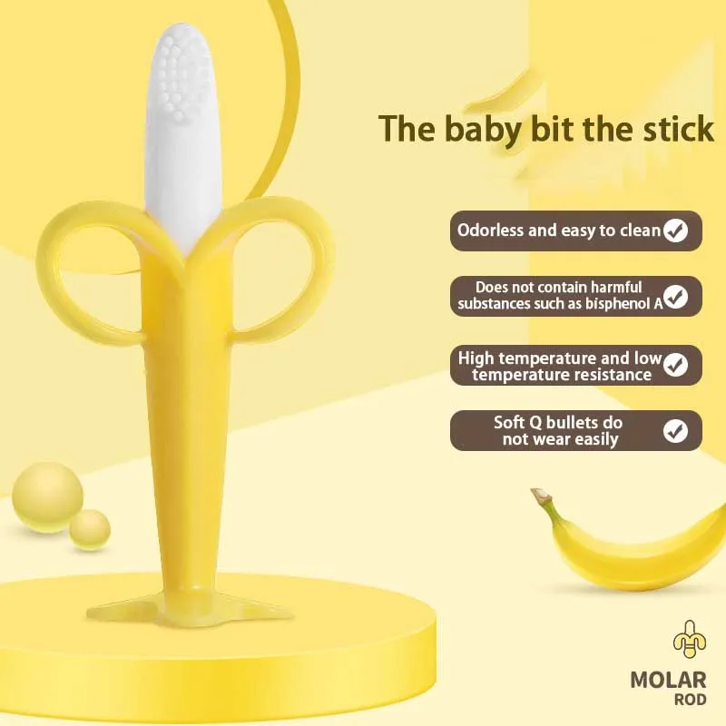 Baby teeth stick banana toothbrush silicone baby toys