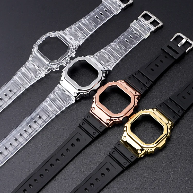 Newest PC Case Cover Watchbands for Casio GMW-B5000 Watch Strap Waterproof Rubber Replacement Bracelet Silicone band
