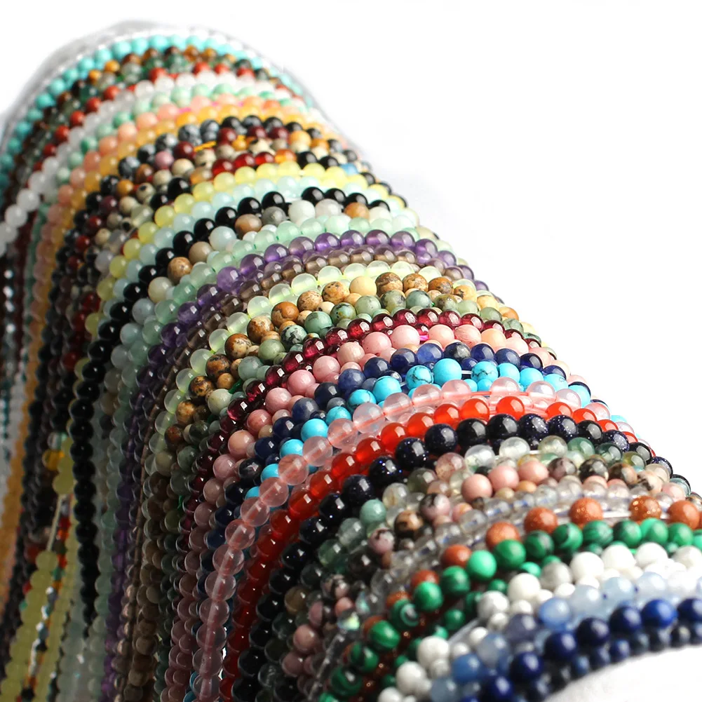 2/3mm Round Natural Stone Beads Amethyst Agate Tiger Eye Gemstone Turquoise Beads Diy For Jewelry Necklace Bracelet Making