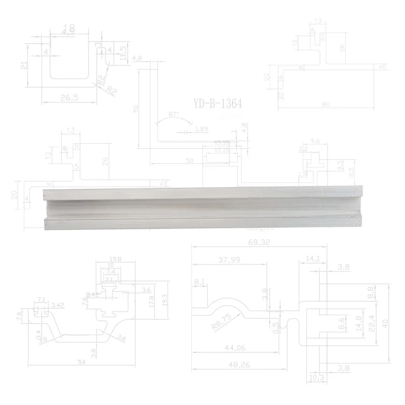 Aluminum alloy Heat dissipation channel Slot bar connector Used for lighting fixtures Aluminum profile pendant