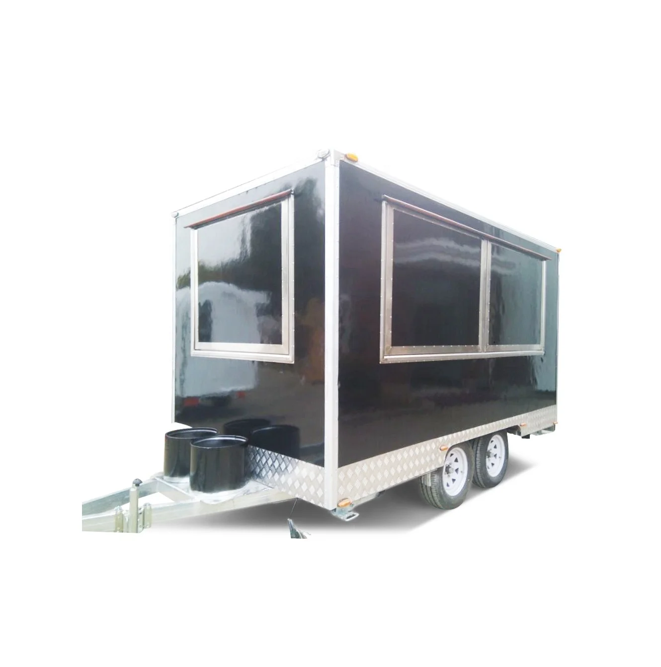 Fiberglass Food Caravan With Range Hood Stainless Steel Bench 300*200Cm Size Food Trailer