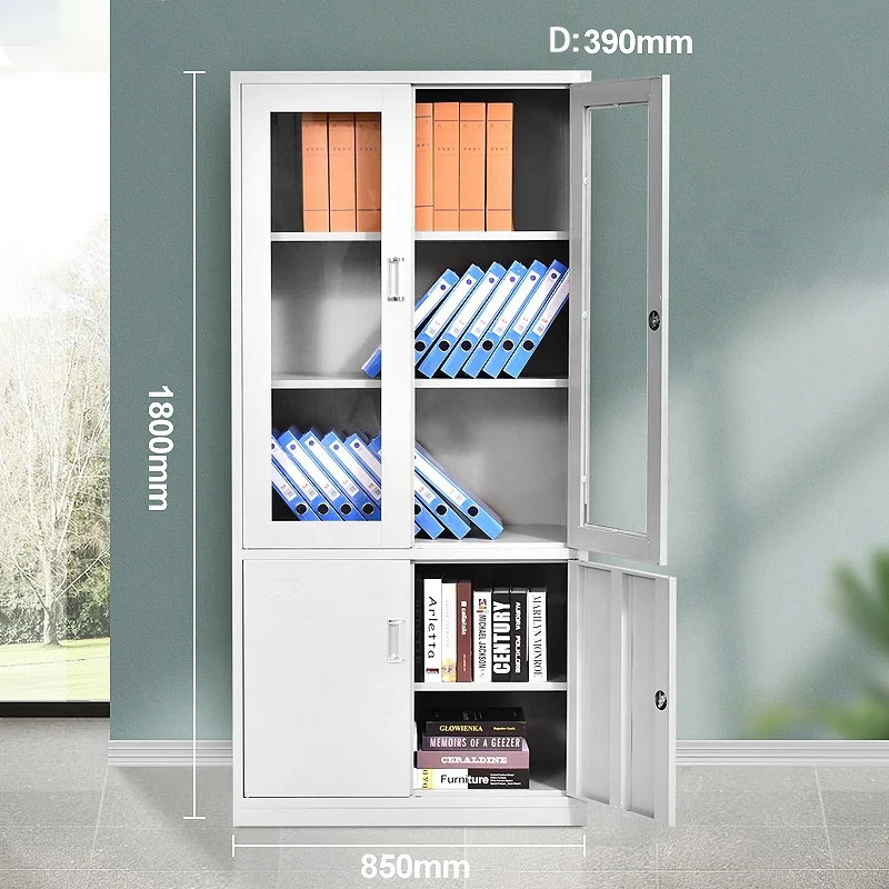 Good Quality Modern Office Archive Storage Cabinet Glass Door Steel Metal File Cabinet