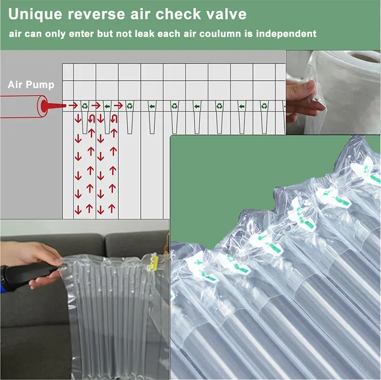Alps Manufacturer Inflatable Fill Air Cushion Film Column Bag Inflatable Cushion Air Protective Column Packaging Film Bag