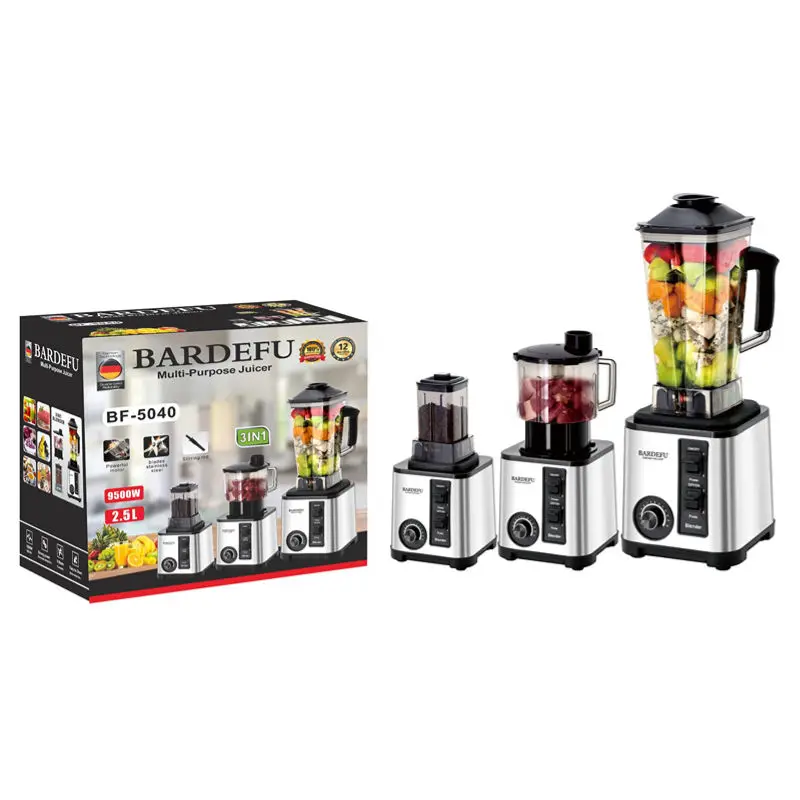 2024 New Design Commercial Fresh Fruit Juice Blender Kitchen Heavy Duty 3L 9500w Electric Mixer Silver Crest 3 in 1 blender