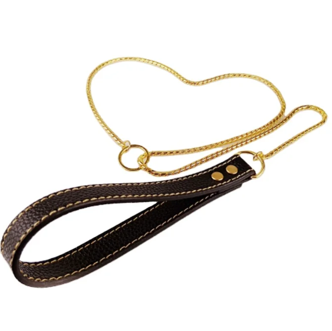 2022 Hot Sale Dog Chain Choker Solid Brass Copper Snake Choke P Rose Gold Training Dog Leash