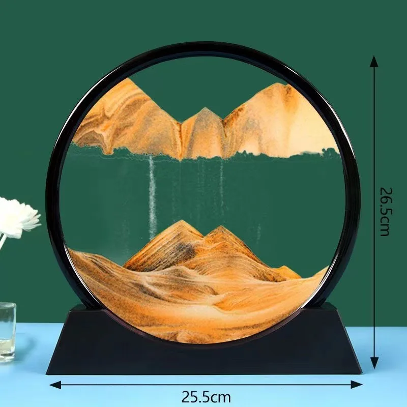 Jartown Liquid Motion Moving Sand Art Picture Round Glass 3D Hourglass Deep Sea Sandscape 7inch 12inch For Home Decor