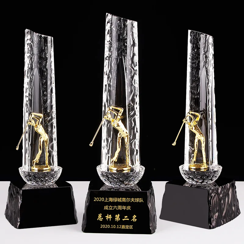 Honor of crystal Metal Eagle Golf Trophy With Crystal Base Award For Souvenir Business Gifts